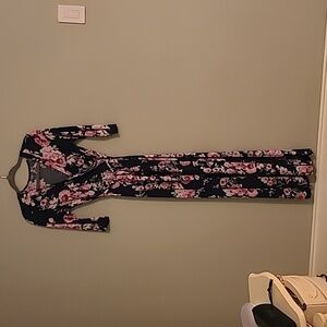 Floral Maxi Dress With 3/4 Sleeves